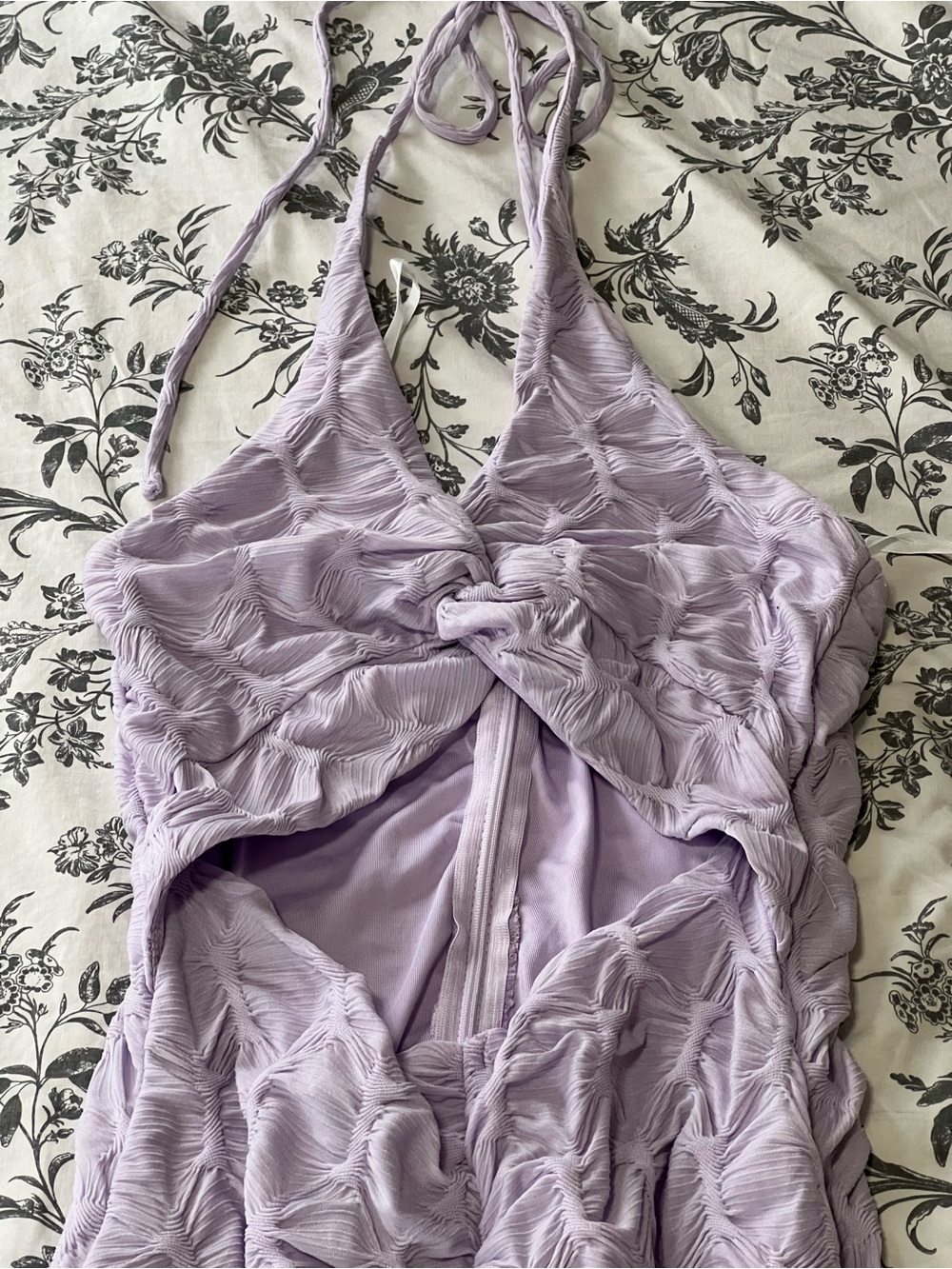 Hello Molly Lavender Textured Halter Midi Dress